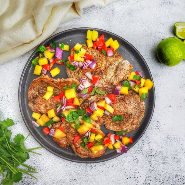 Caribbean Pork with Mango Salsa by The Mummy Diet
