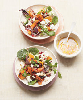 Caramelised Pumpkin, Goat’s Cheese and Winter Fruit Salad by Kalpna Woolf