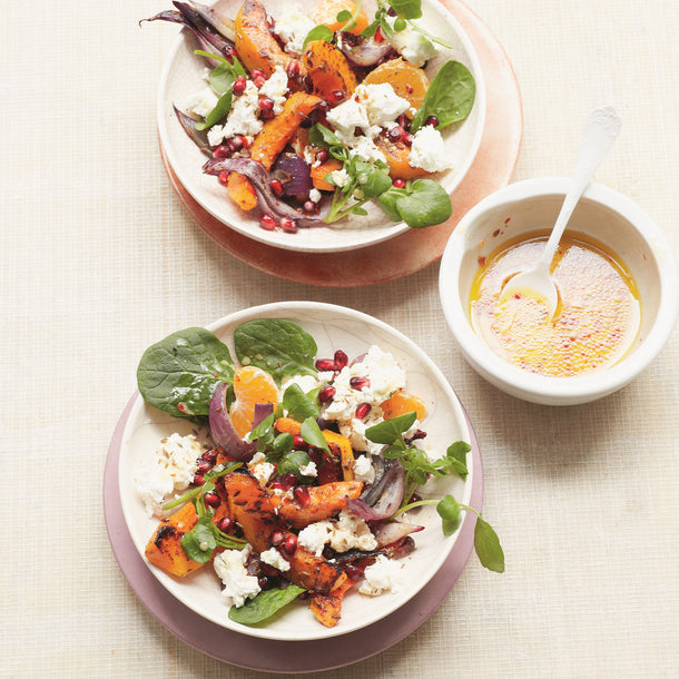 Caramelised Pumpkin, Goat’s Cheese and Winter Fruit Salad by Kalpna Woolf