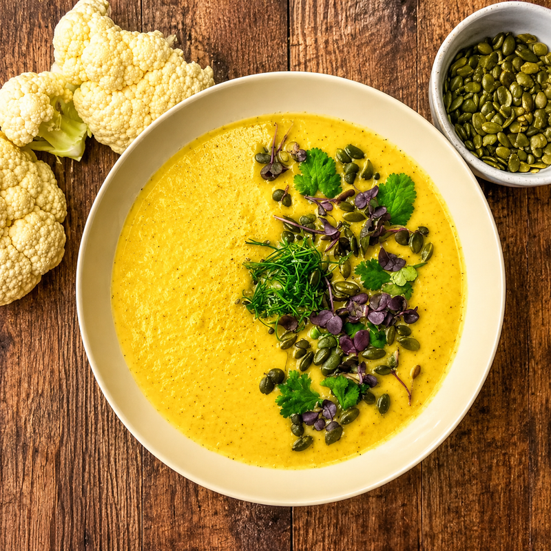 Spice Kitchen's Curried Cauliflower and Garlic Soup