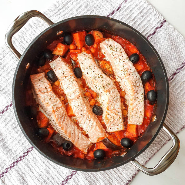 Salmon, Tomato & Chickpea One Pot⁣ by The Kiddie Kitchen
