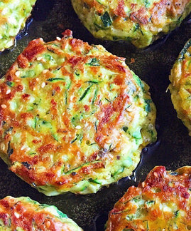Hot Courgette Fritters with a Cool Chilli & Mint Yoghurt Dip