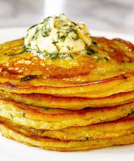 Bonda Pancakes |Spiced Potato Pancakes with a Fresh Coriander, Lime & Chilli Butter