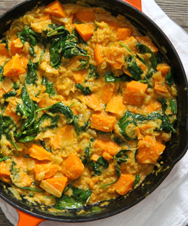 Spinach, sweet potato & lentil dhal