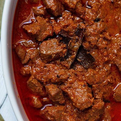 Mithi Ahmed's juicy Lamb Rogan Josh with a rich red colour provided by Kashmiri Chilli Powder