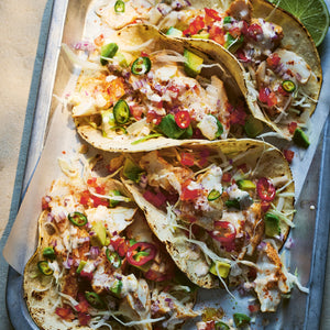 A tray of Banging Fish Tacos