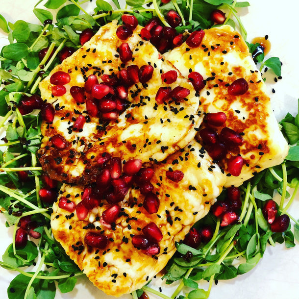 Grilled Halloumi with Pomegranate Glaze