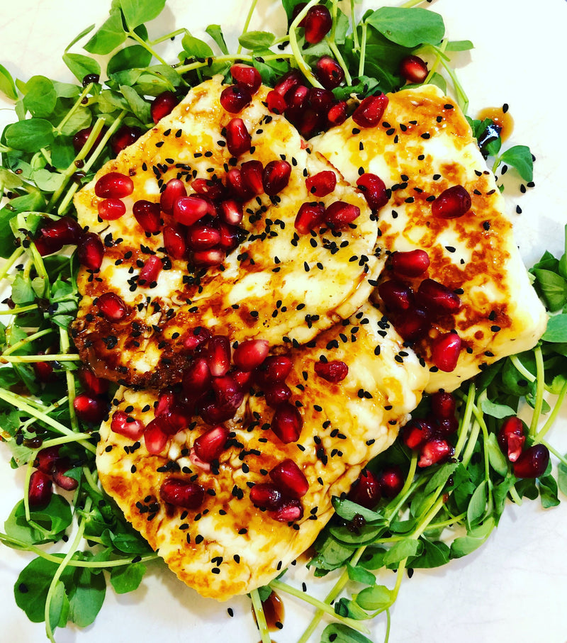 Grilled Halloumi with Pomegranate Glaze