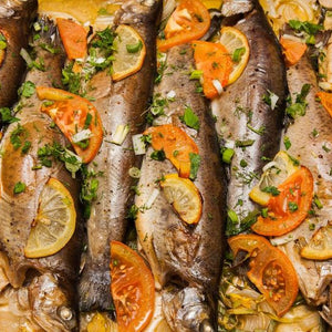 Baked Trout with Baharat, Tomato and Lemon