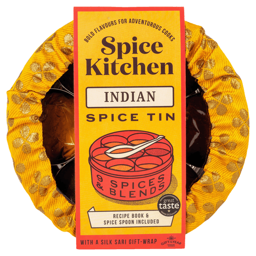 Indian Spice Tin with 9 spices & Handmade Silk Sari Wrap | Gift of the Year Winner - Spice Kitchen™ - Spices, Spice Blends, Gifts & Cookware