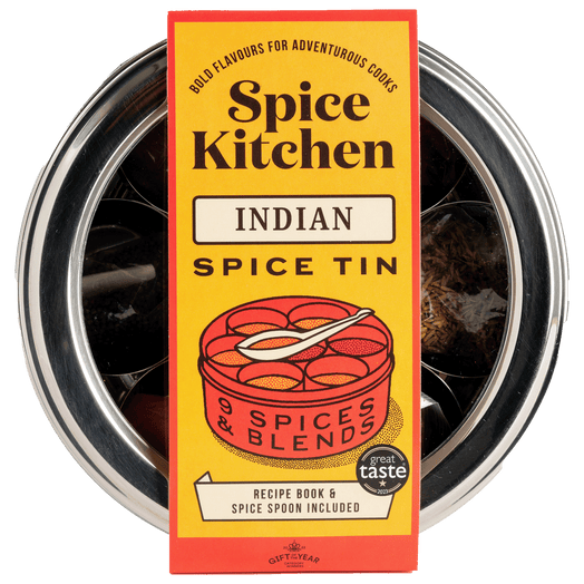 Indian Spice Tin with 9 spices & Handmade Silk Sari Wrap | Gift of the Year Winner - Spice Kitchen™ - Spices, Spice Blends, Gifts & Cookware