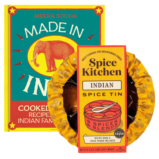 'Made in India' by Meera Sodha & Spice Tin, 9 Spices & Handmade Silk Sari Wrap - Spice Kitchen™ - Spices, Spice Blends, Gifts & Cookware