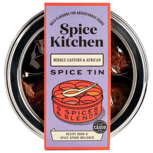 African & Middle Eastern Spice Tin with 9 Spices & Handmade Silk Sari Wrap - Spice Kitchen™ - Spices, Spice Blends, Gifts & Cookware