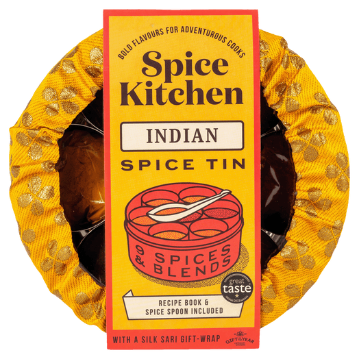 Spice Kitchen Masala Dabba Spices & Spice Tin, 9 Spices & Handmade Silk Sari Wrap - Spice Kitchen™ - Spices, Spice Blends, Gifts & Cookware