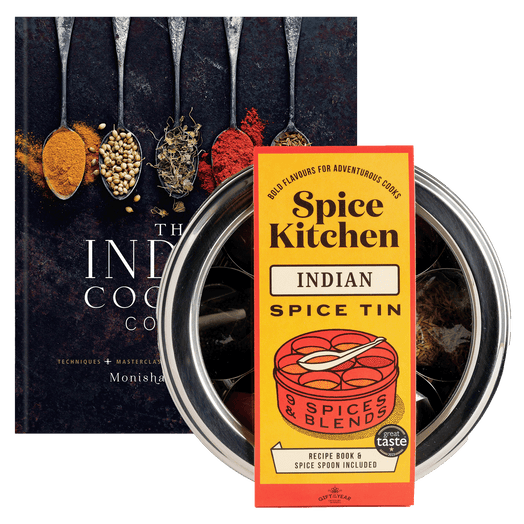 Monisha Bharadwaj 'The Indian Cookery Course ' Signed Copy & Spice Tin, 9 Spices & Handmade Silk Sari Wrap - Spice Kitchen™ - Spices, Spice Blends, Gifts & Cookware