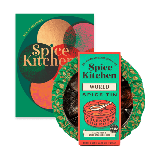 Spice Kitchen Cookbook & World Spice Tin Gift Set