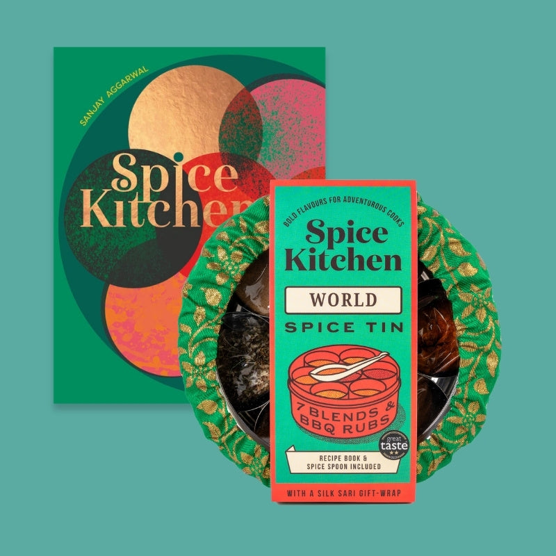 Spice Kitchen Cookbook & World Spice Tin Gift Set