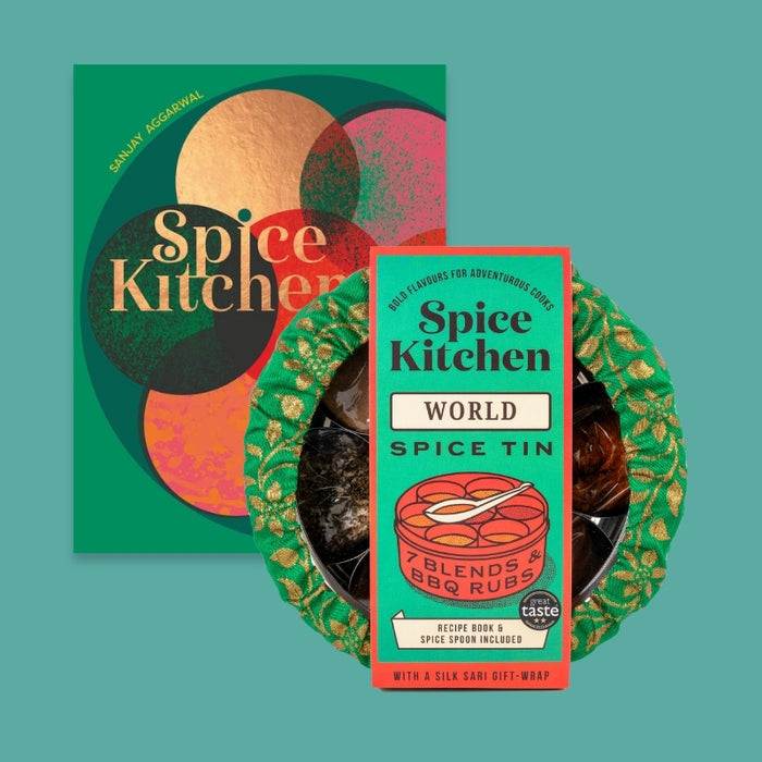 Spice Kitchen Cookbook & World Spice Tin Gift Set