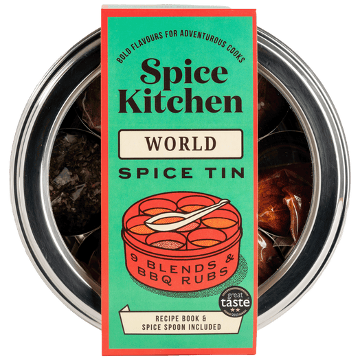 World Spice Blends & BBQ Rubs Spice Tin with Silk Sari Wrap - Spice Kitchen™ - Spices, Spice Blends, Gifts & Cookware