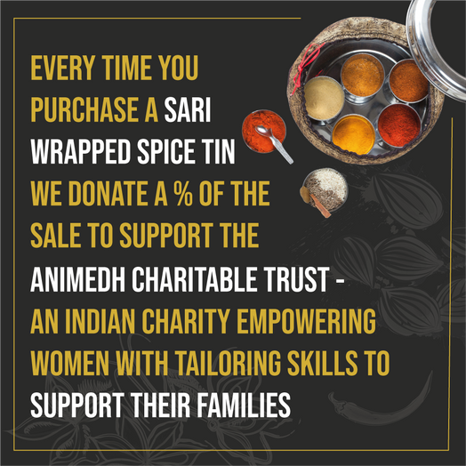 Moroccan Spice Tin with 10 Spices & Handmade Silk Sari Wrap - Spice Kitchen™ - Spices, Spice Blends, Gifts & Cookware