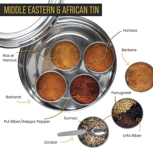 African & Middle Eastern Spice Tin with 9 Spices - Spice Kitchen™ - Spices, Spice Blends, Gifts & Cookware