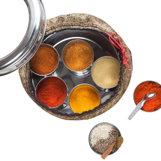 Moroccan Spice Tin with 10 Spices & Handmade Silk Sari Wrap - Spice Kitchen™ - Spices, Spice Blends, Gifts & Cookware